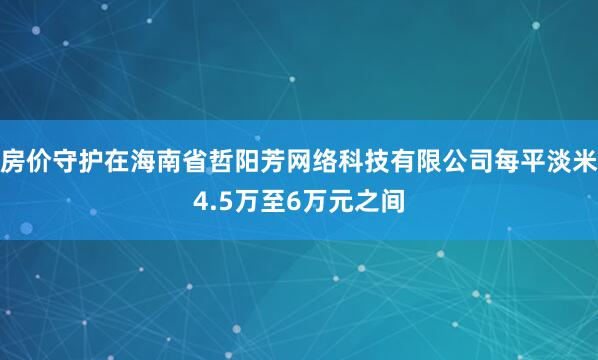 房价守护在海南省哲阳芳网络科技有限公司每平淡米4.5万至6万元之间